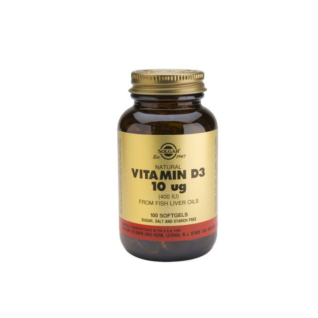 Solgar Vitamin D3 400IU 100 μαλακές κάψουλες